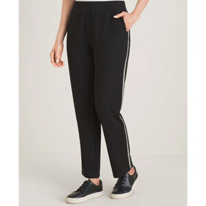 Chico's Zenergy Black Side Stripe Stretch Elastic Waist Comfort Pants Sz 8